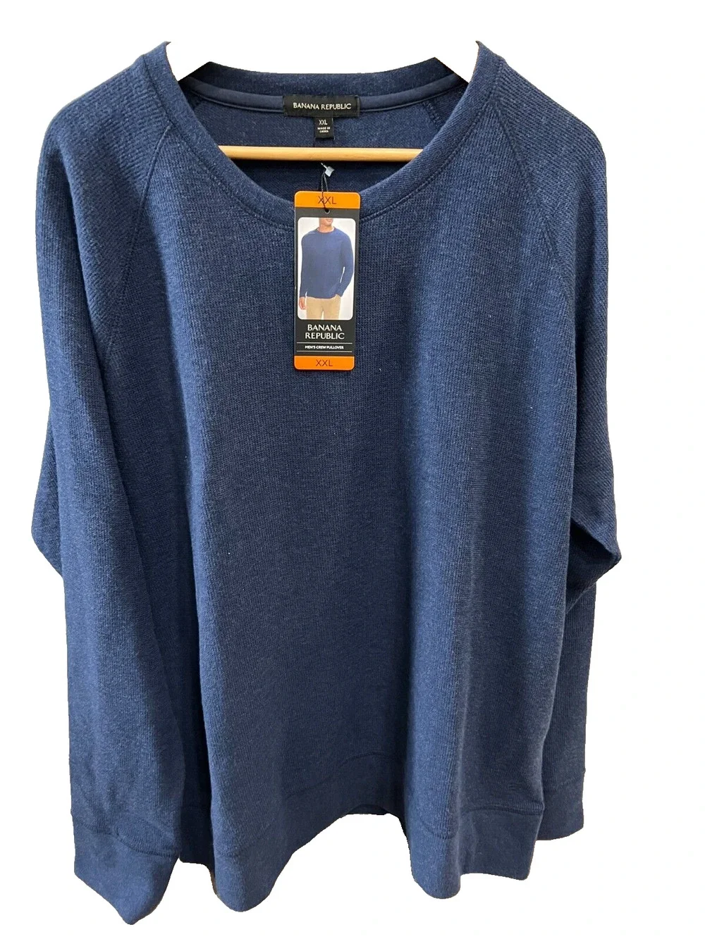 NWT Men's Banana Republic Crew Neck Classic Preppy ribbed Blue sweatshirt XXL